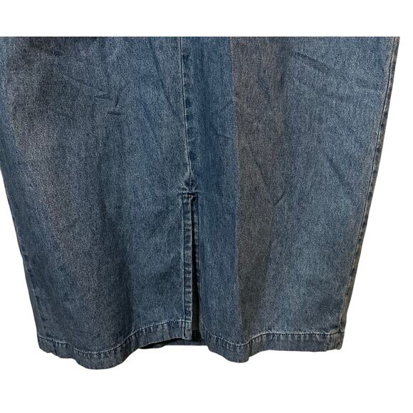 Vintage Denim Maxi Dress Sleeveless Pullover Womens Modest‎ Cottage 100% Cotton - Picture 6 of 8